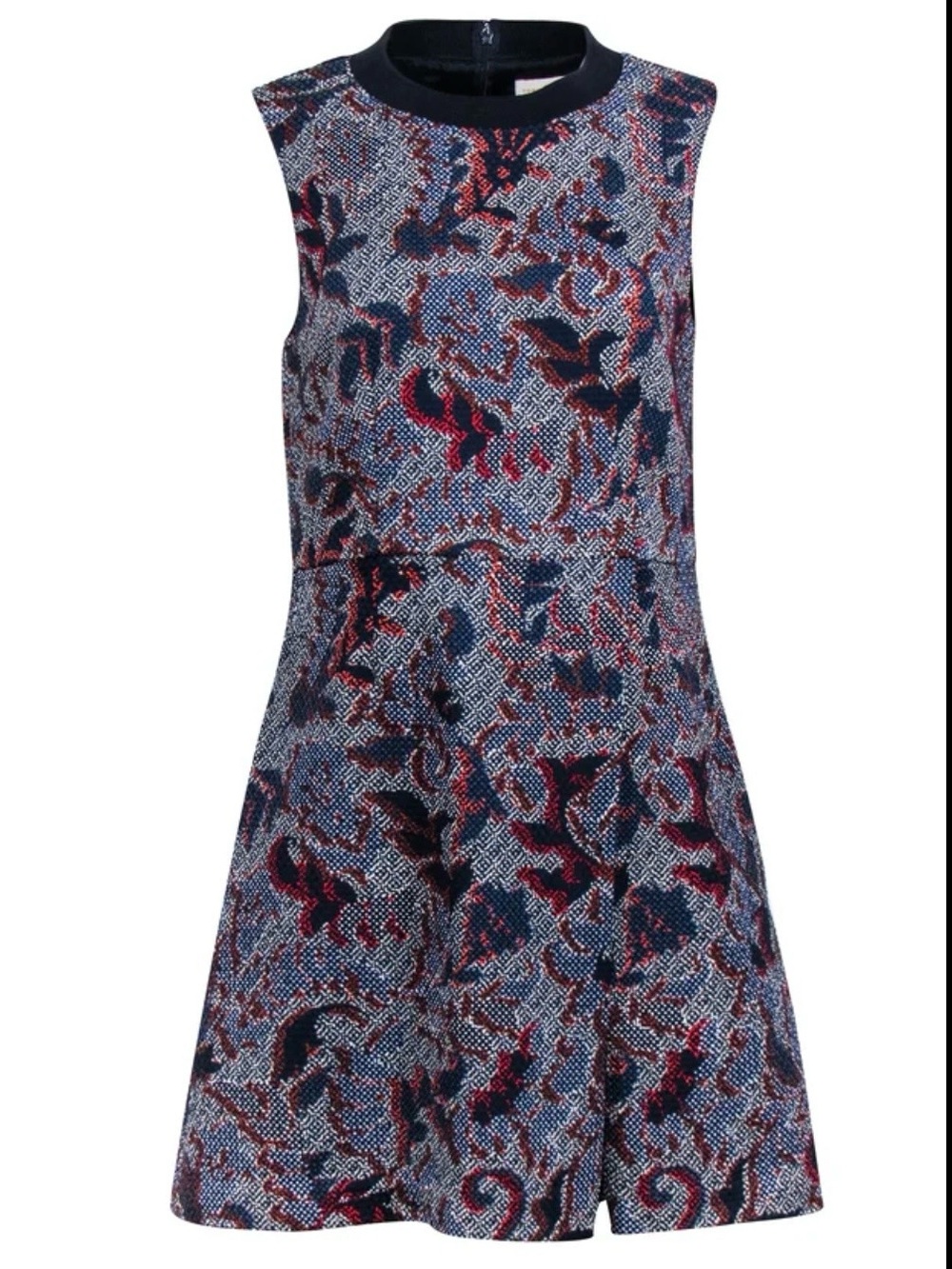 Tory Burch Navy, Red & Black Sleeveless A-Line Dress
